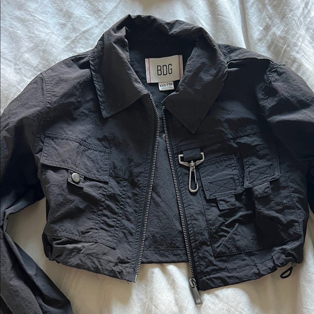 BDG Black Cropped Utility Jacket with Front Pockets XXS